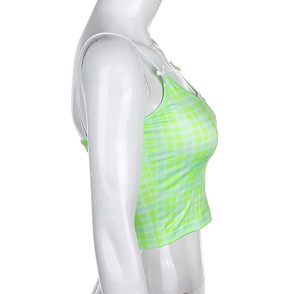 Powder Grid Neck Strap Vest Top