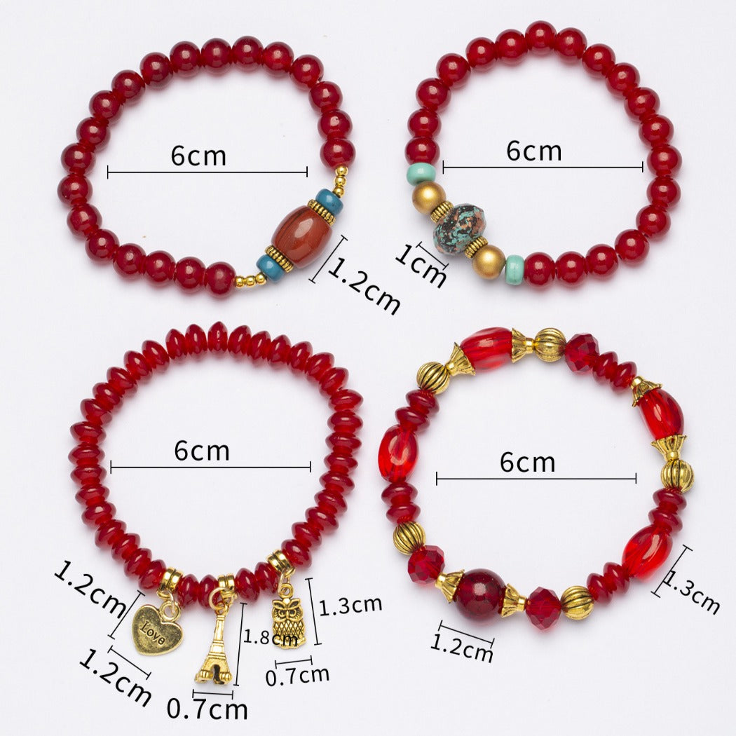 Bauai - 4-in-1 Stylish Charm Stackable Bracelet Set With Pendants