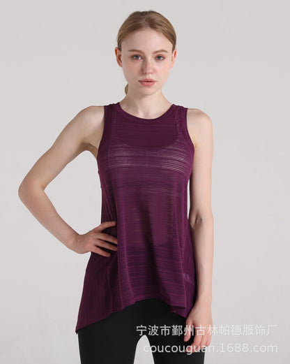 Yoga Vest Women'S T-Shirt Running Fitness Fashion Bandage Blouse Quick-Drying Breathable Loose Short Sleeve Ultra-Thin