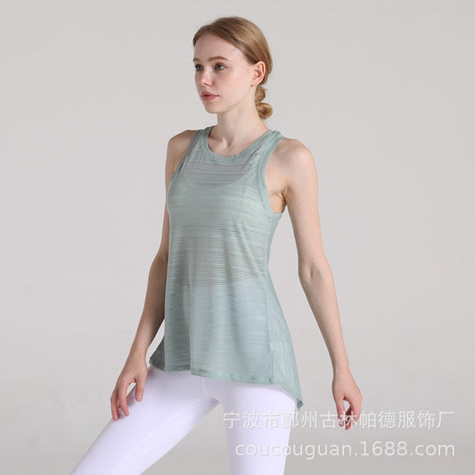 Yoga Vest Women'S T-Shirt Running Fitness Fashion Bandage Blouse Quick-Drying Breathable Loose Short Sleeve Ultra-Thin