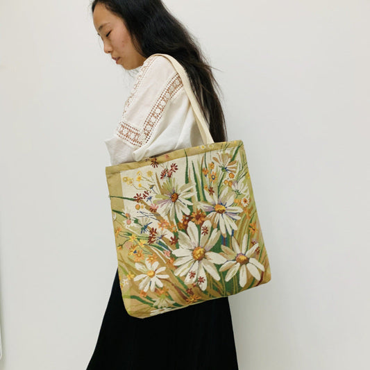 Vintage Floral Embroidered Knitted Shoulder Bag for Daily Use