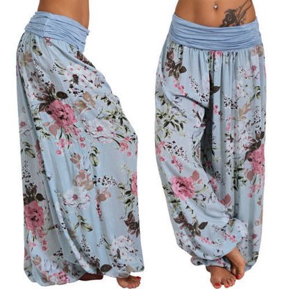 Digital Print Long Wide Leg Slacks Harem
