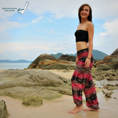 Printed Ethnic Style Elastic Waist Large Size Wide-Leg Bloomers
