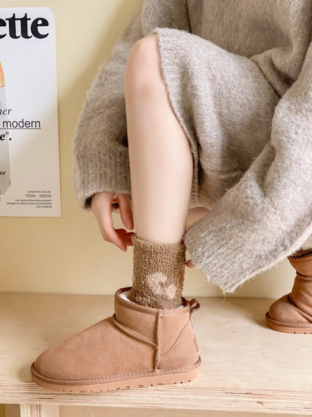 Rufia - Winter Jacquard Mid-calf Sleep Socks