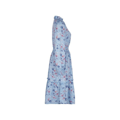 Long Sleeves V-Neck Floral Printed A-Line Dress