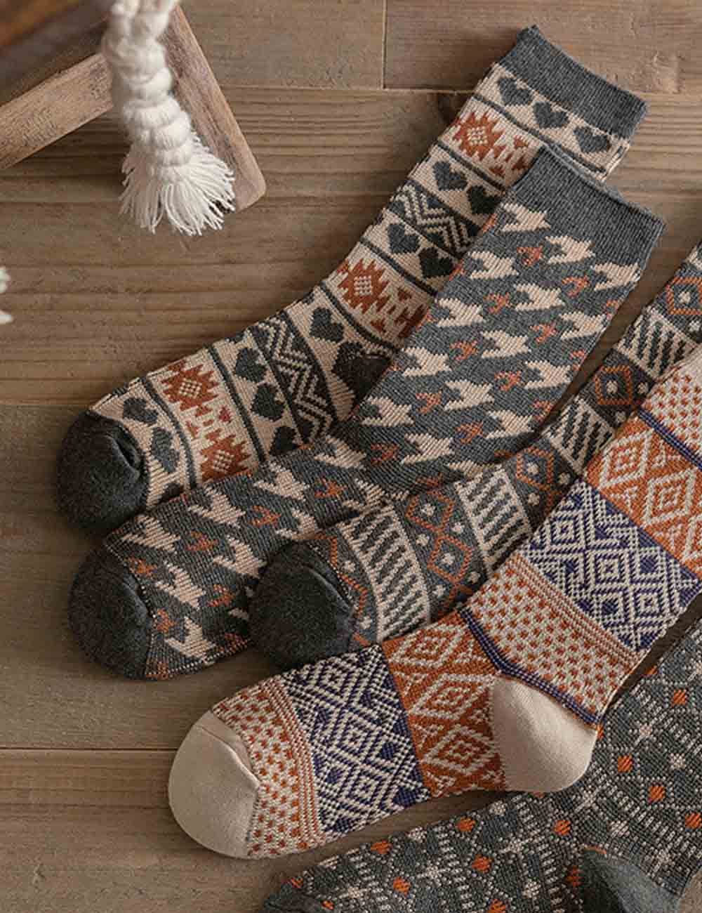 Boho Winter Retro Thick Warm Crew Socks