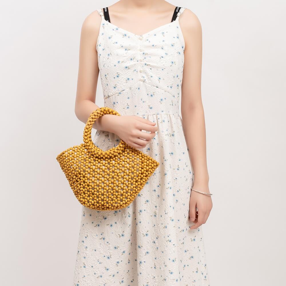 Casual Handmade Beach Hollow Out Bead Bag