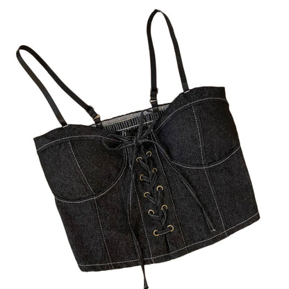 Vesty - Denim Bustier Adjustable Top - Classic &amp; Casual