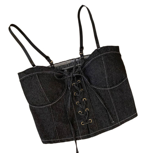 Vesty - Denim Bustier Adjustable Top - Classic &amp; Casual