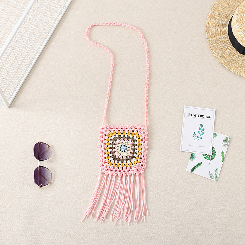 Crochet Granny Square Bag Hand-Hooked Cotton Bag