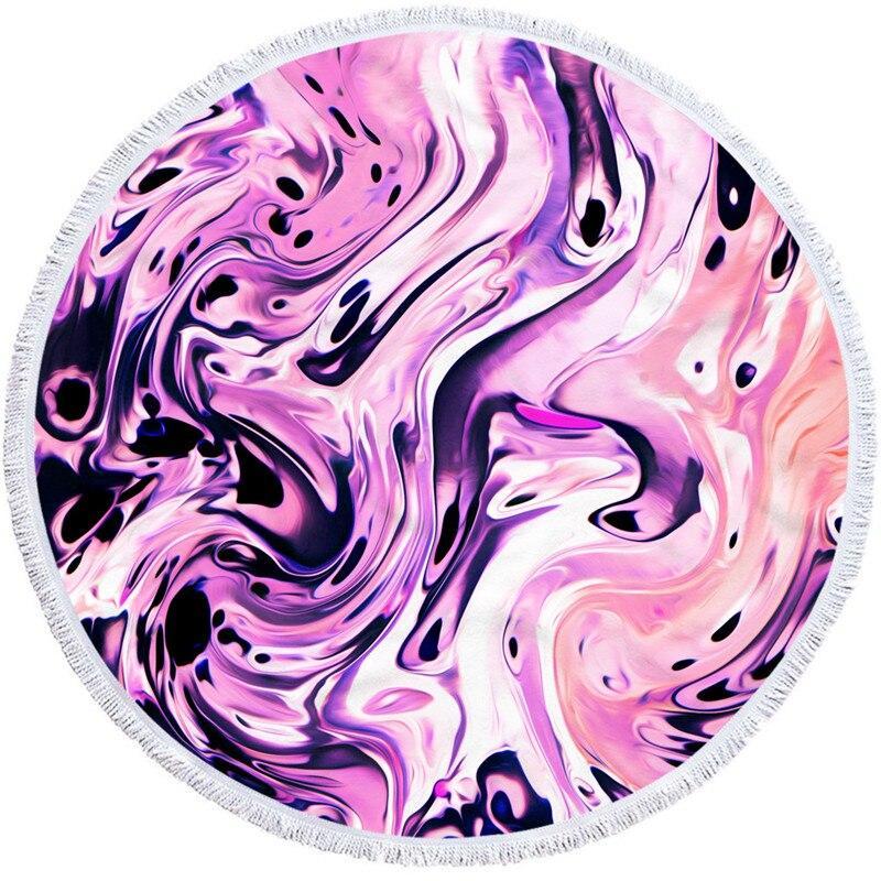 Big Round Beach Towel Colorful Quicksand Print Shower Bath Towels Beach Mat