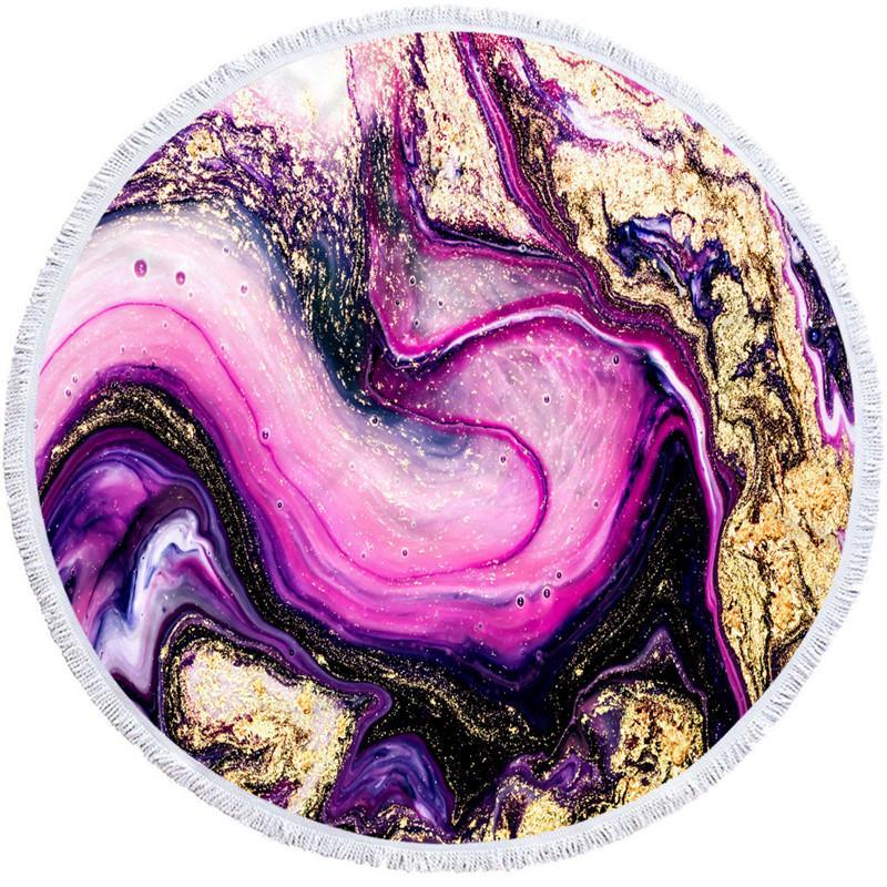 Big Round Beach Towel Colorful Quicksand Print Shower Bath Towels Beach Mat