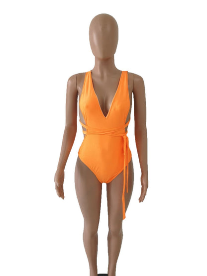 Solid Color Sexy One-Piece Swimsuit