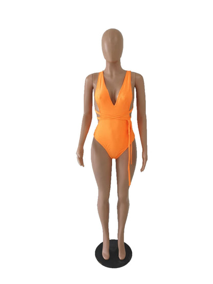 Solid Color Sexy One-Piece Swimsuit