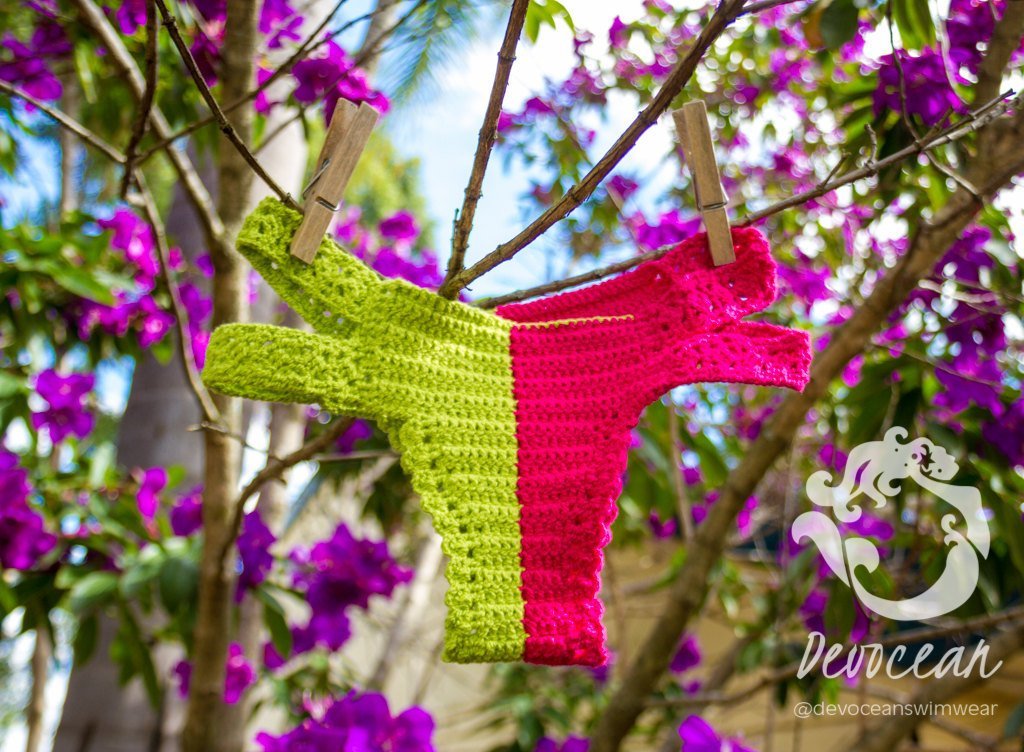 Contrasting Classic Hand Hook Wool Split Women'S Bikini