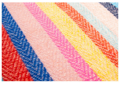 Winter Color Block Striped Tassel Square Scarf