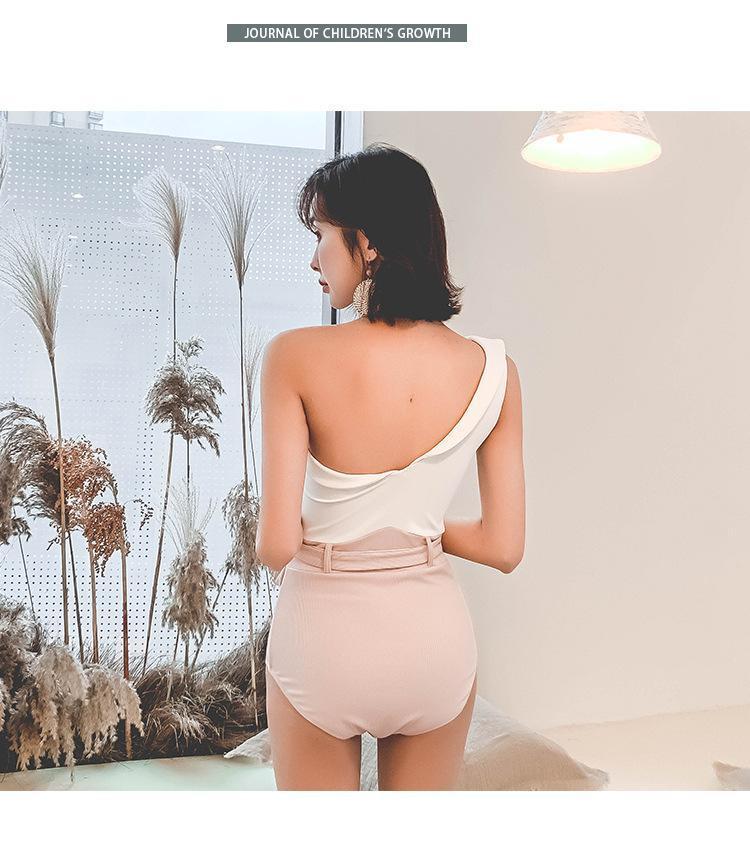 Sexy Swimsuit Female Retro One-Shoulder Slimming Conjoined Spa Bikini Swimwear