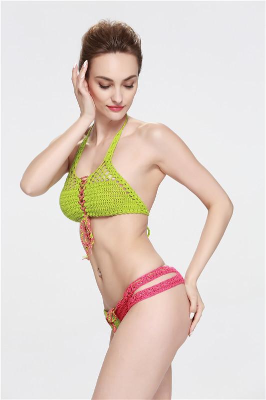Contrasting Classic Hand Hook Wool Split Women'S Bikini