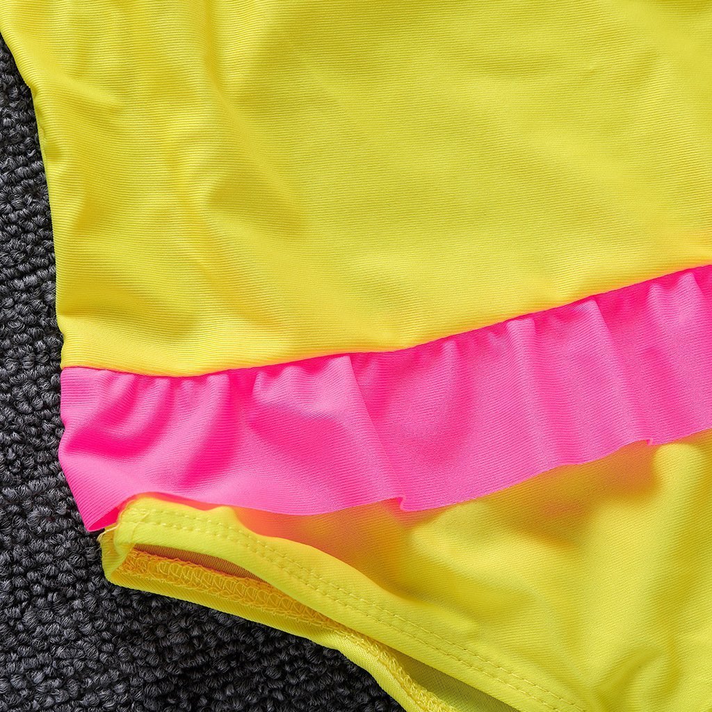 Sexy Lace-Up Belly Halter Ruffled One-Piece Bikini Swimsuit
