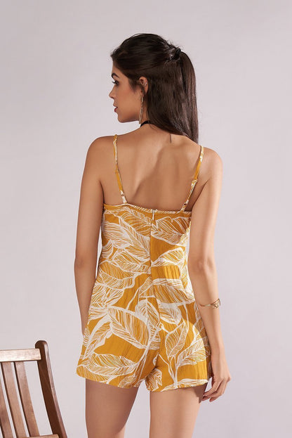 Sling V-Neck Strap Print Jumpsuit
