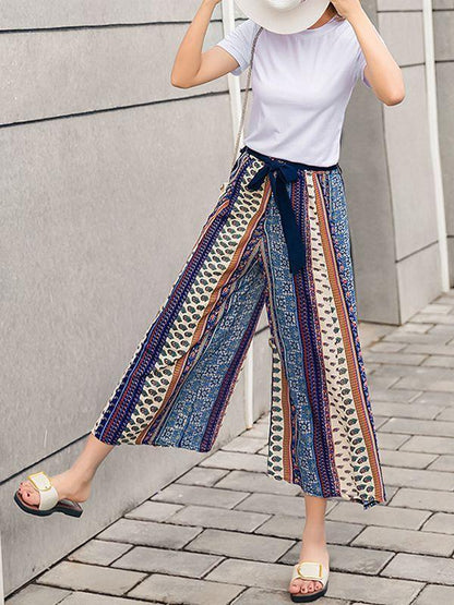 Chiffon Bohemian Wide-Leg Pants Seaside Holiday Beach Pants