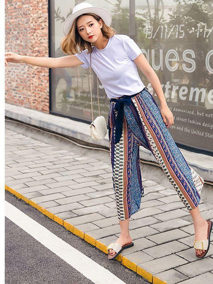 Chiffon Bohemian Wide-Leg Pants Seaside Holiday Beach Pants