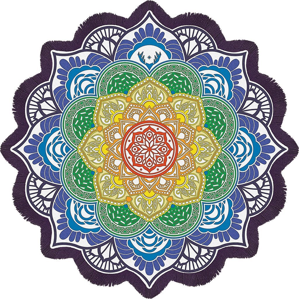 Lotus Printing Fringed Beach Towel Sun Shawl Variety Scarf Yoga Cushion Mat