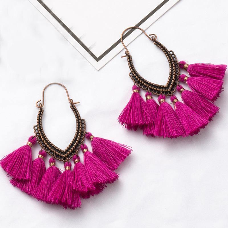 Retro Vintage Boho Bohemian Ethnic Tassel Drop Women Earrings Jewelry Accessories