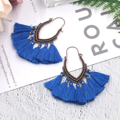 Retro Vintage Boho Bohemian Ethnic Tassel Drop Women Earrings Jewelry Accessories