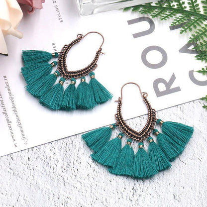 Retro Vintage Boho Bohemian Ethnic Tassel Drop Women Earrings Jewelry Accessories