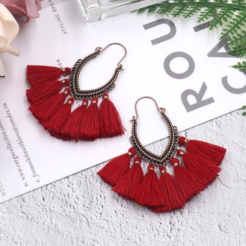 Retro Vintage Boho Bohemian Ethnic Tassel Drop Women Earrings Jewelry Accessories