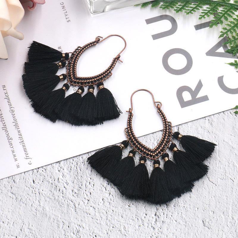 Retro Vintage Boho Bohemian Ethnic Tassel Drop Women Earrings Jewelry Accessories