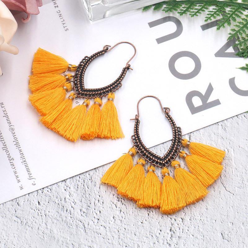 Retro Vintage Boho Bohemian Ethnic Tassel Drop Women Earrings Jewelry Accessories