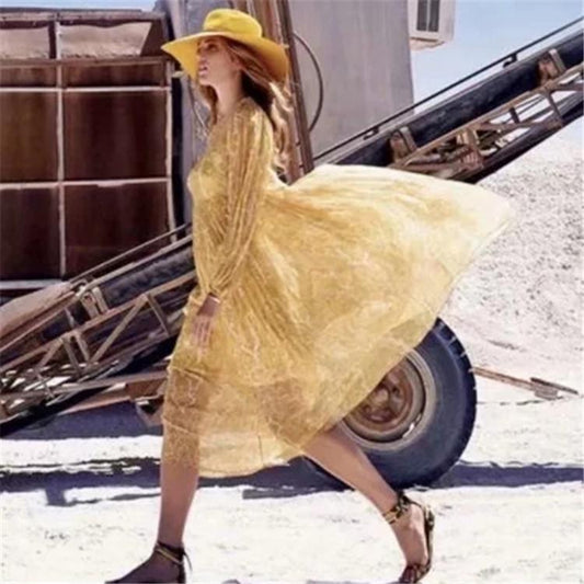 Bohemian Holiday Style Loose Two-Piece Long Dress