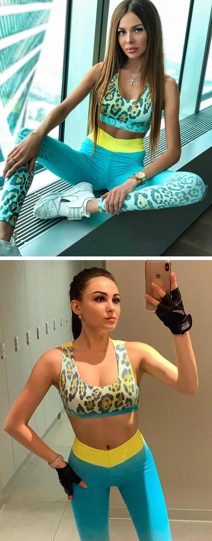 Leopard Split-Joint Bohemia Yoga Suits