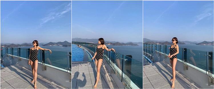 Polka-Deck Tight Beach One-Piece Swimsuit