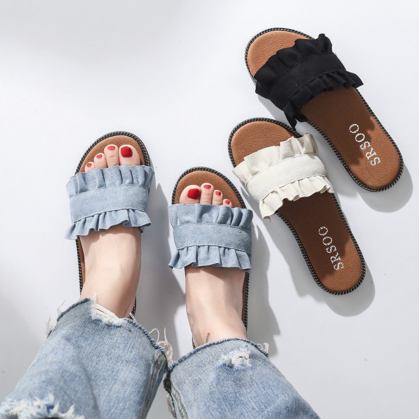 Fungus Lace Slippers Female Small Fresh Flat Sandals And Slippers