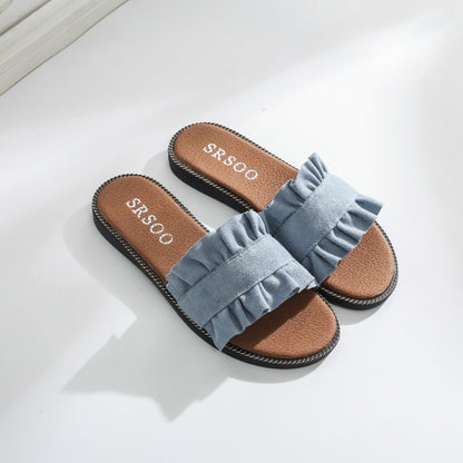 Fungus Lace Slippers Female Small Fresh Flat Sandals And Slippers