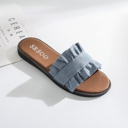Fungus Lace Slippers Female Small Fresh Flat Sandals And Slippers