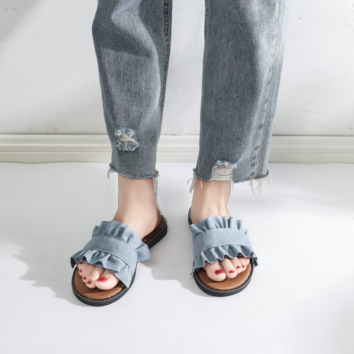 Fungus Lace Slippers Female Small Fresh Flat Sandals And Slippers