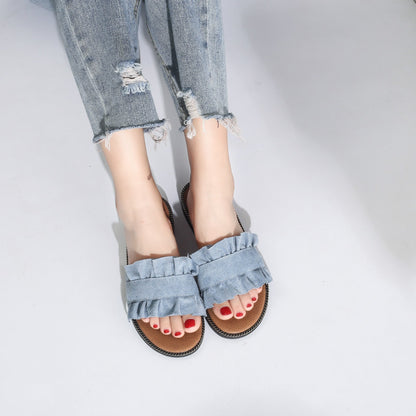 Fungus Lace Slippers Female Small Fresh Flat Sandals And Slippers