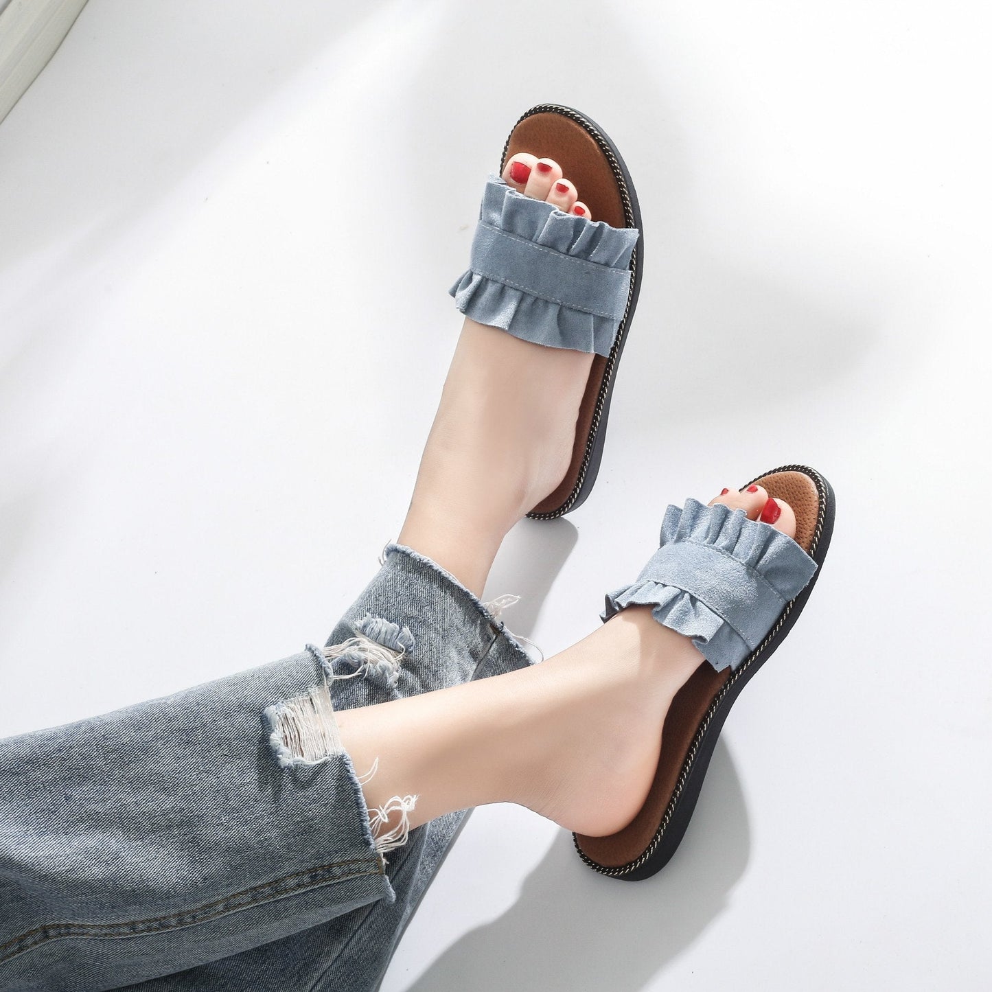 Fungus Lace Slippers Female Small Fresh Flat Sandals And Slippers