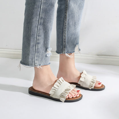 Fungus Lace Slippers Female Small Fresh Flat Sandals And Slippers