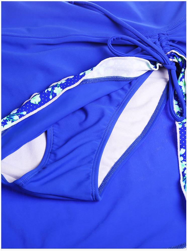 Sexy Backless Solid Two-Piece Skirt Swimsuit