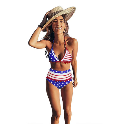 Bikini High Waist Split Tassel Swimsuit