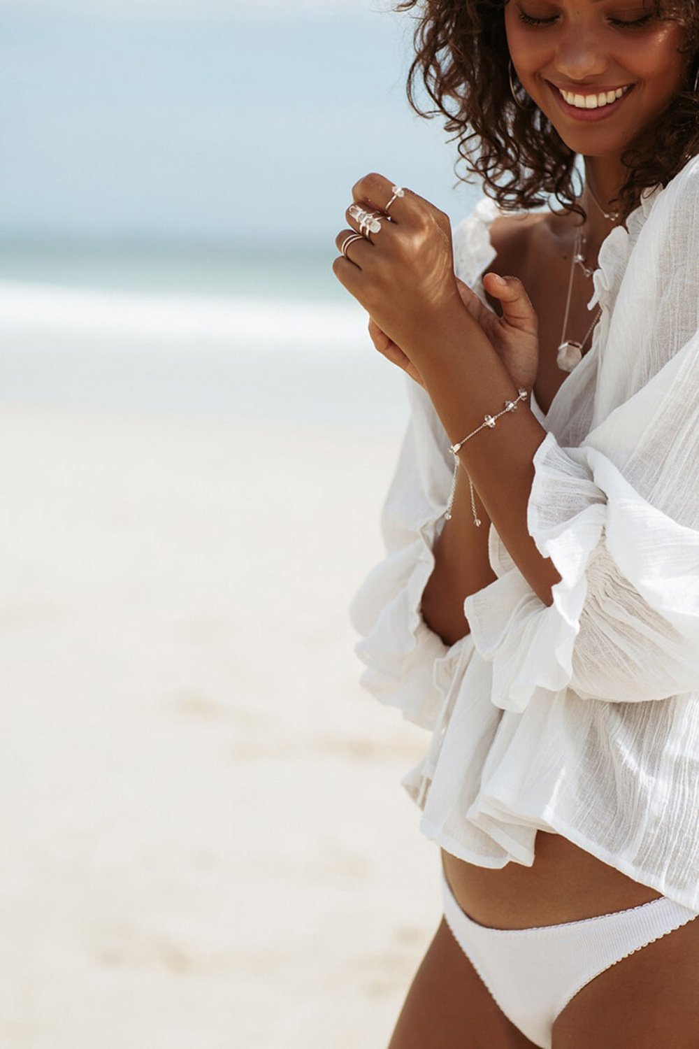 Lace Shirt Ruffled Trumpet Sleeve Beach Blouse Sun Protection Clothing Top