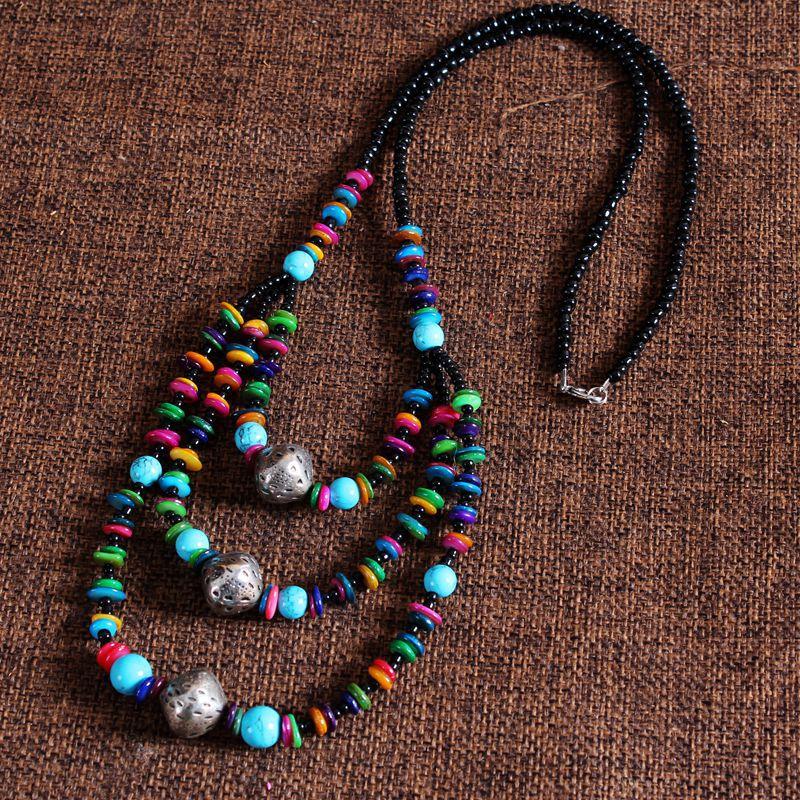 Personality Color Stone Sweater Chain Women'S Classical Wind Long Necklace