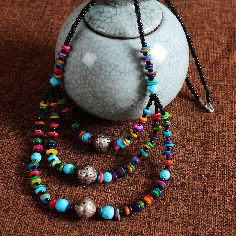 Personality Color Stone Sweater Chain Women'S Classical Wind Long Necklace