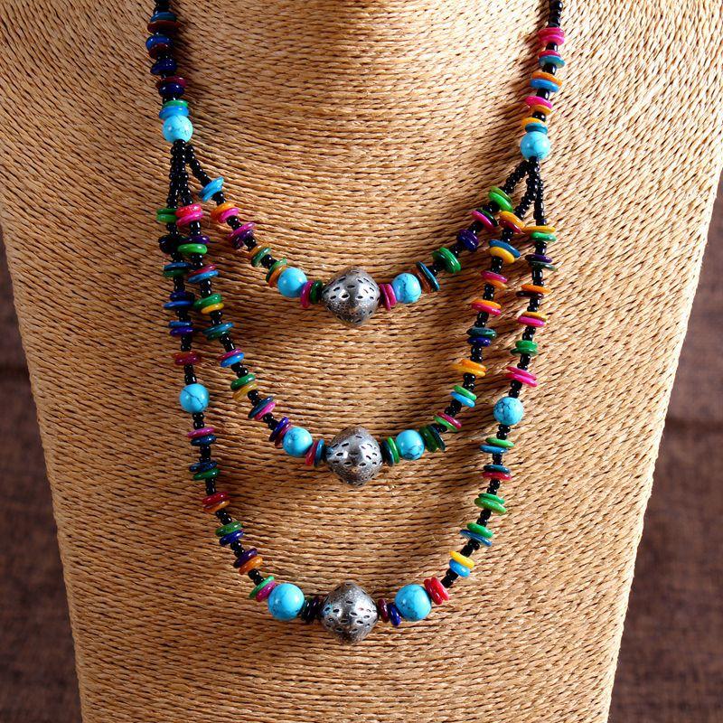 Personality Color Stone Sweater Chain Women'S Classical Wind Long Necklace