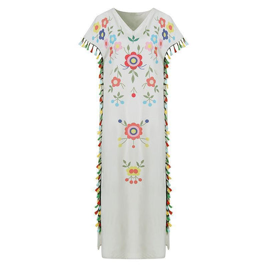 Bohemian Tassel Printed Dress Long Dress